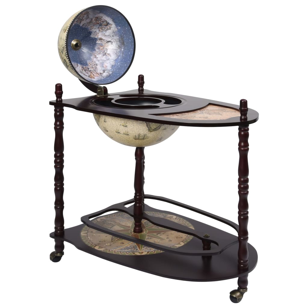 vidaXL Globe Bar Cart Globe Wine Bar Liquor Bar Cabinet Solid Eucalyptus Wood