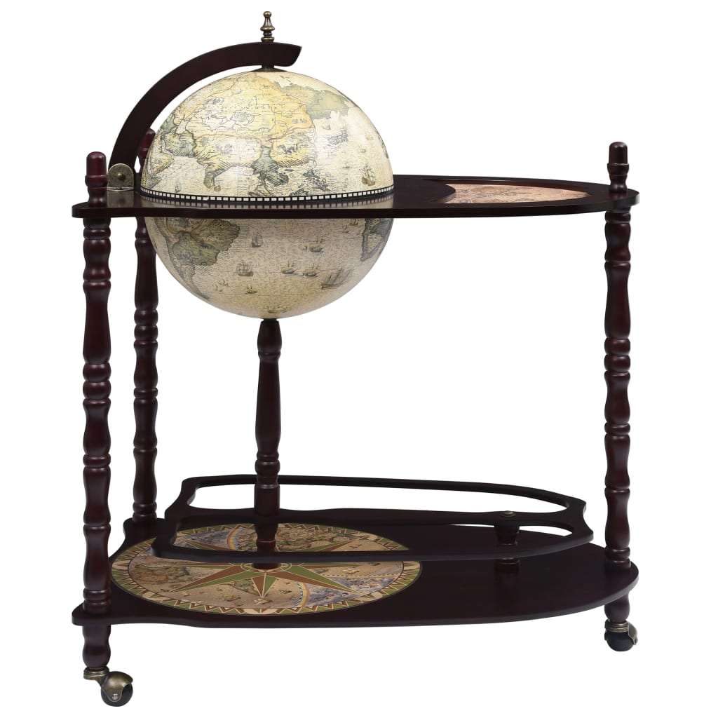 vidaXL Globe Bar Cart Globe Wine Bar Liquor Bar Cabinet Solid Eucalyptus Wood