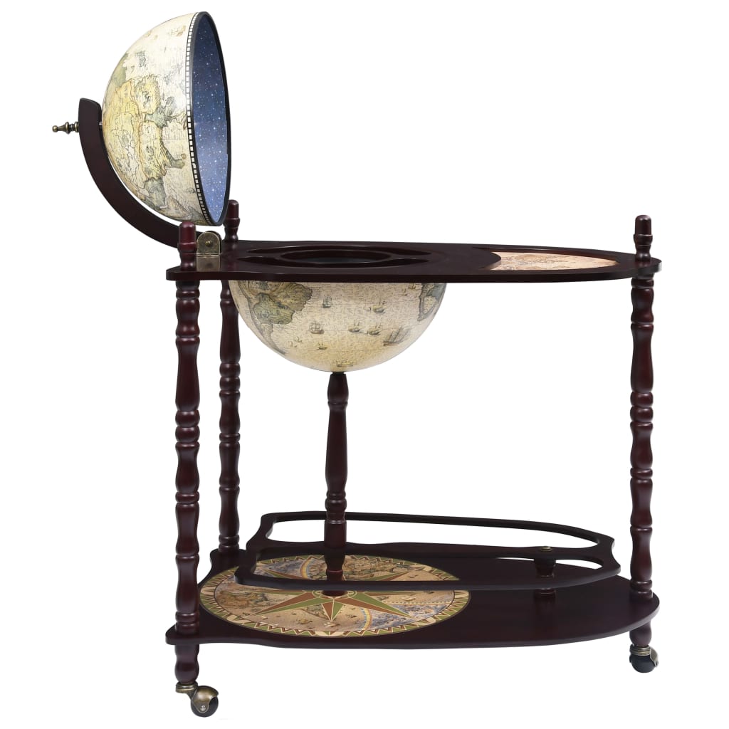 vidaXL Globe Bar Cart Globe Wine Bar Liquor Bar Cabinet Solid Eucalyptus Wood