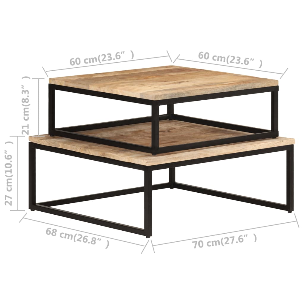 vidaXL Nesting Coffee Tables 2 pcs Solid Mango Wood