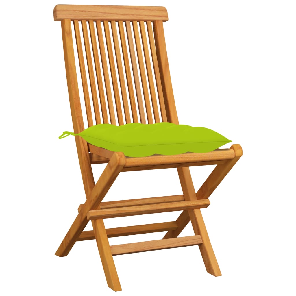 vidaXL Patio Chairs Outdoor Bistro Folding Chair with Cushions Solid Wood Teak