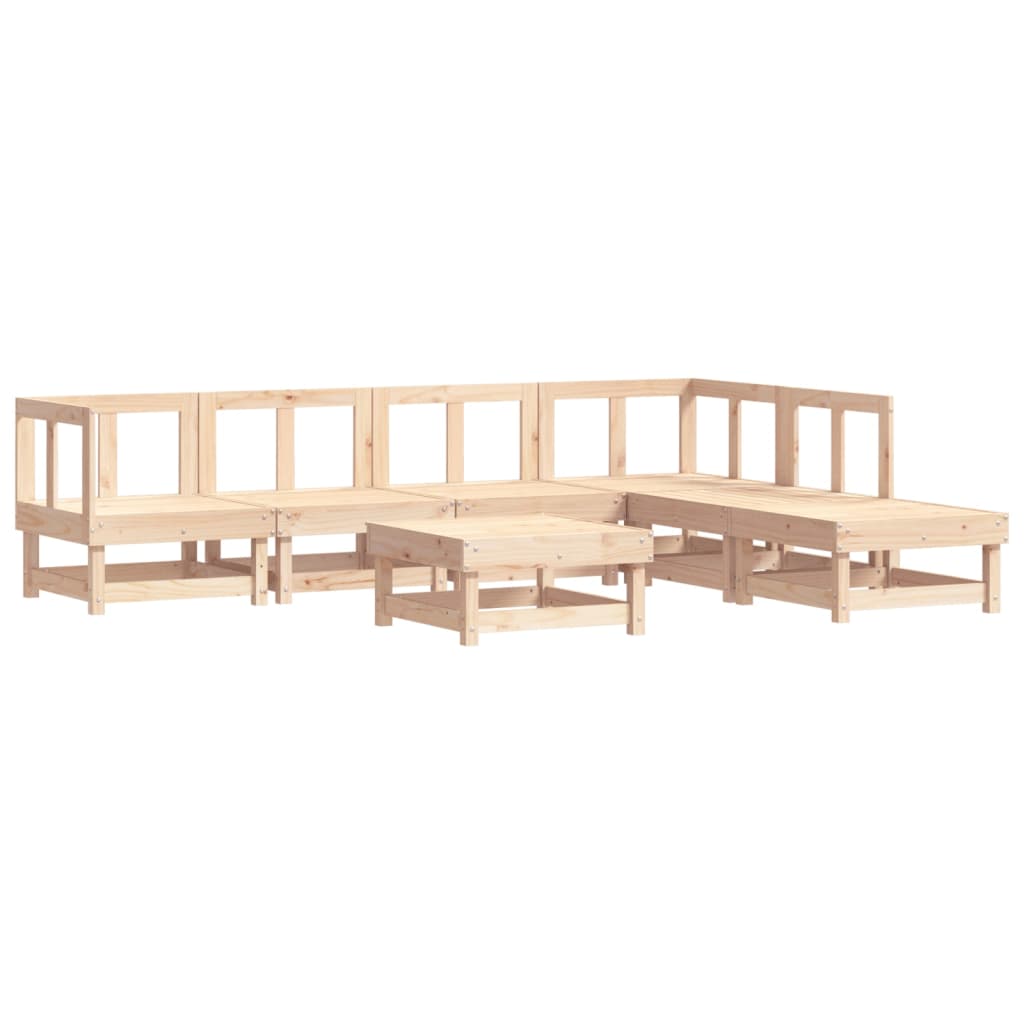 vidaXL Patio Lounge Set Outdoor Garden Furniture Set 7 Piece Solid Wood Pine