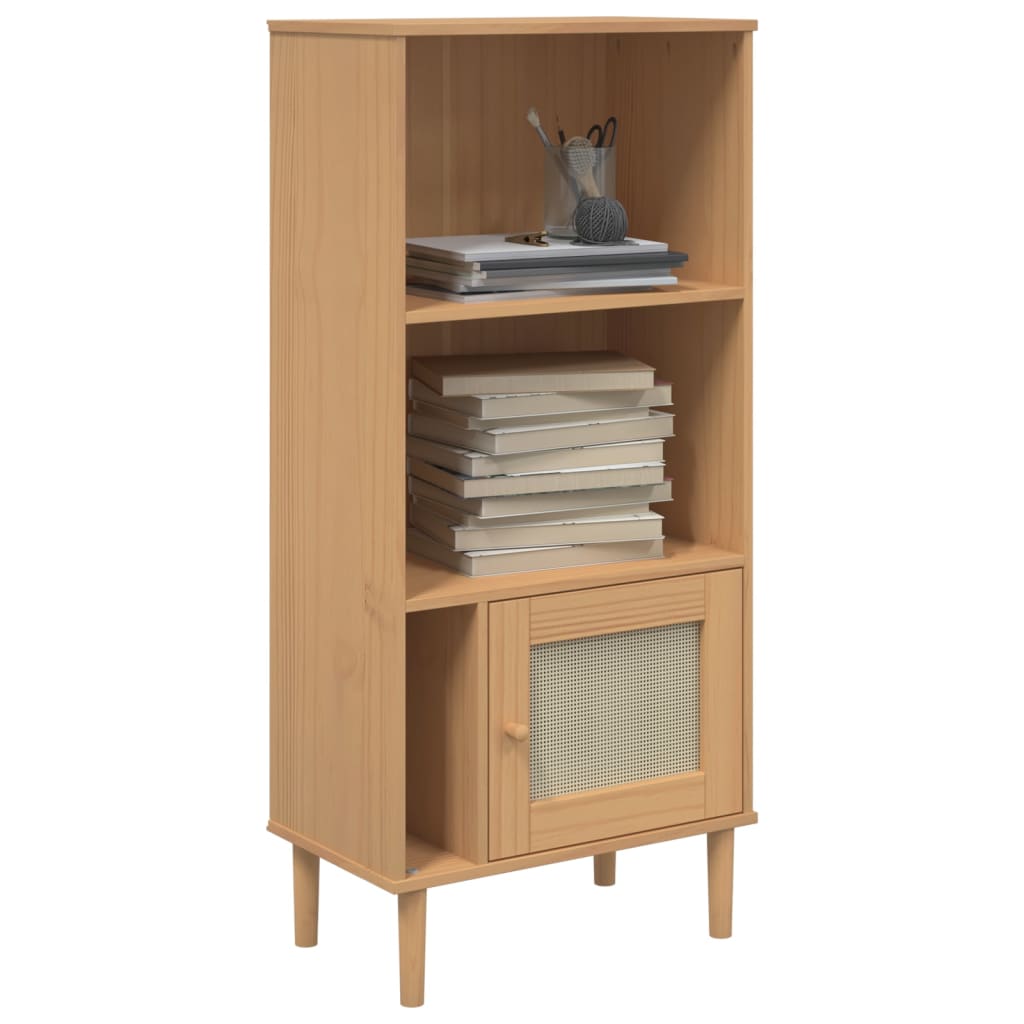 vidaXL Bookcase Bookshelf Storage Cabinet SENJA Rattan Look Solid Wood Pine