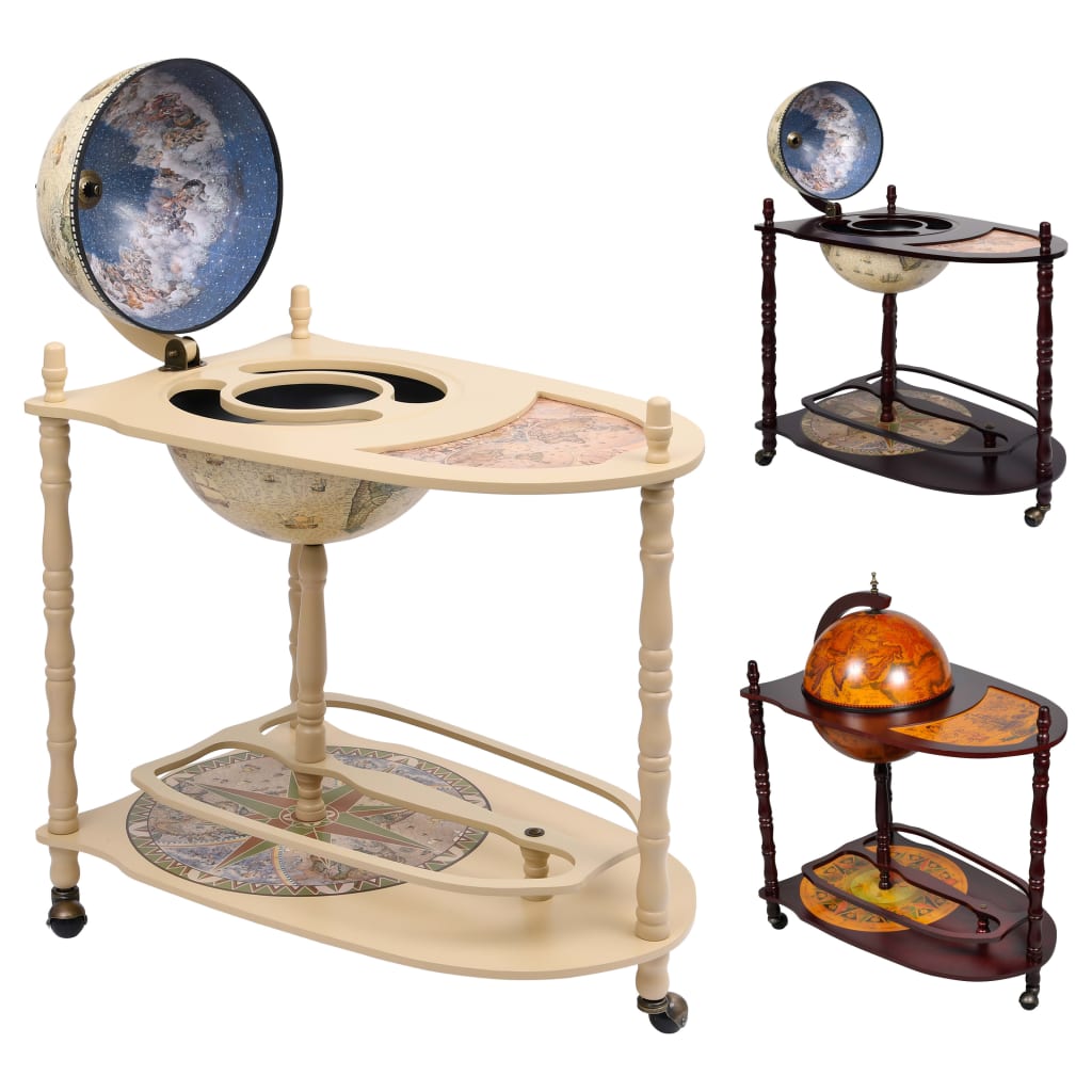 vidaXL Globe Bar Cart Globe Wine Bar Liquor Bar Cabinet Solid Eucalyptus Wood